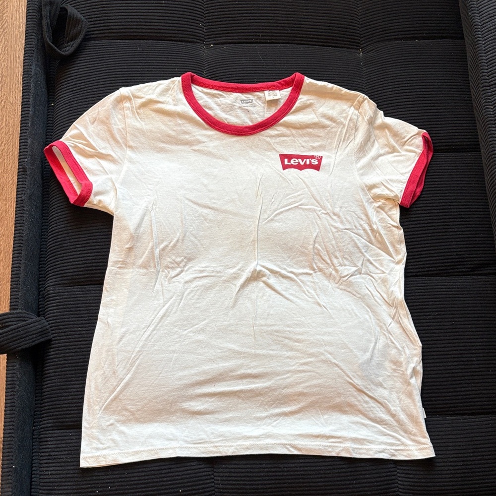 Levi's White and Red Short Sleeve Tee